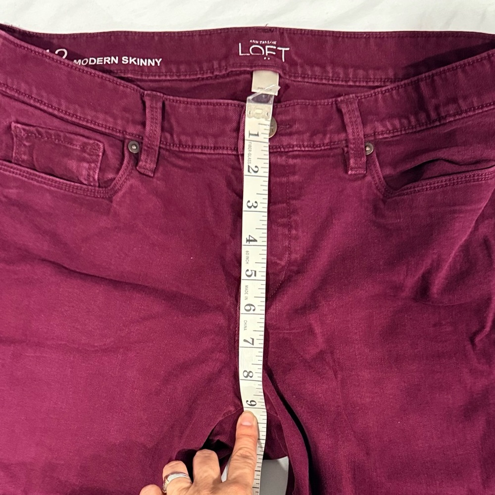 Loft modern skinny Burgundy Jeans size 12 - Picture 7 of 8